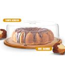 Boleira Bambu com Tampa Acrílica 28cm Elegante