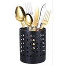 Porta-Talheres de Aço Inox Preto Redondo Pia