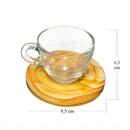 12 Xícaras de Vidro e Pires de Madeira: Charme Natura