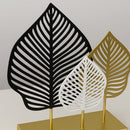 Escultura Folha Tripla em Metal – Arte e Elegância