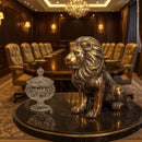 Escultura Leão Decorativo 3D em Gesso Dourado