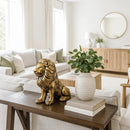 Escultura Leão Decorativo 3D em Gesso Dourado