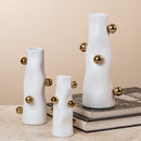 Cachepot Porcelana Branco com Detalhes Dourados