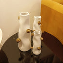 Cachepot Porcelana Branco com Detalhes Dourados