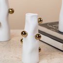 Cachepot Porcelana Branco com Detalhes Dourados