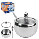 Açucareiro de Inox com Tampa de Vidro Elegante